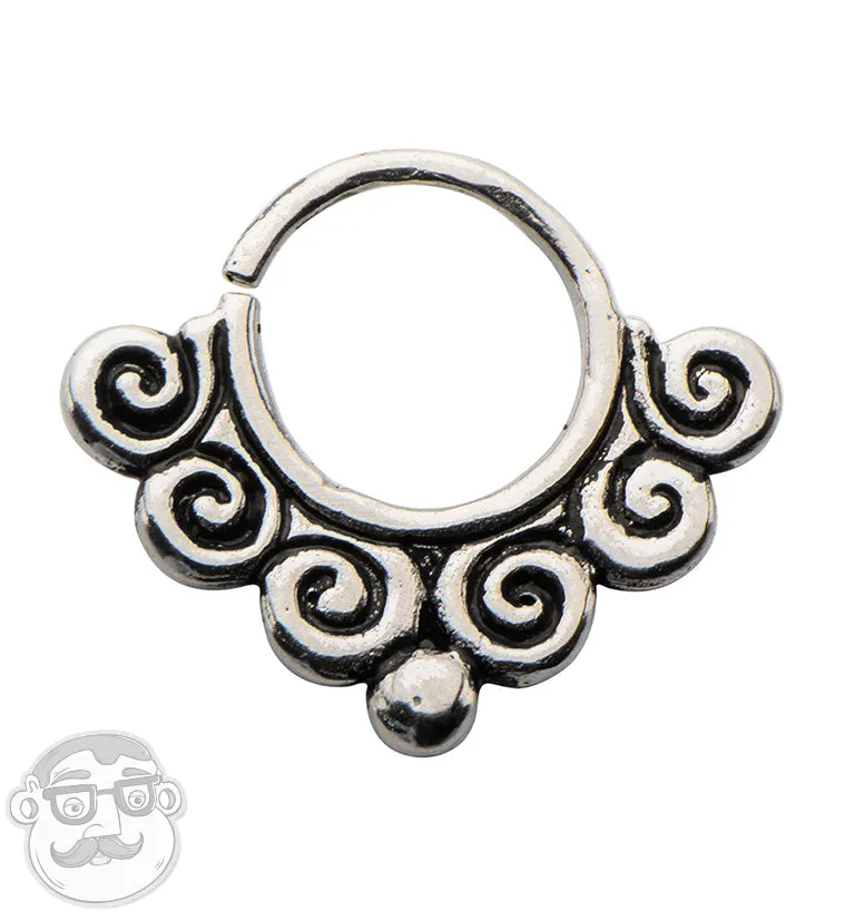 14G Spiral Wave White Brass Septum Ring