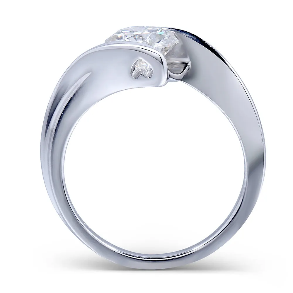 14k White Gold Unique Moissanite Ring 1.2ct