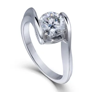 14k White Gold Unique Moissanite Ring 1.2ct