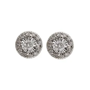 14KT White Gold & Diamond Classic Book Fashion Earrings  - 1/8 ctw