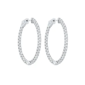 14KT White Gold & Diamond Classic Book Hoop Fashion Earrings  - 3-1/4 ctw