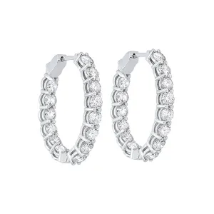 14KT White Gold & Diamond Classic Book Hoop Fashion Earrings  - 7 ctw