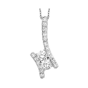 14KT White Gold & Diamond Classic Book TWO Stone Jewelery Neckwear Pendant  - 1/2 ctw