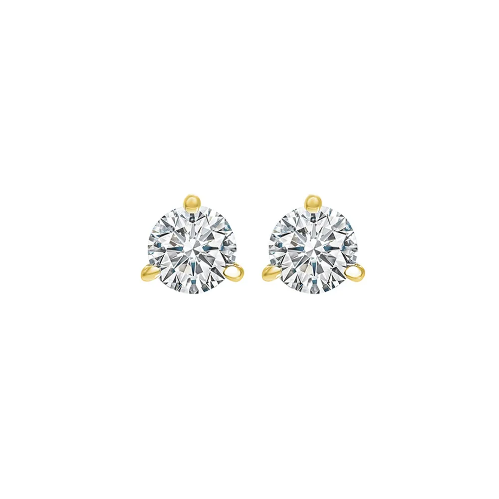 14KT Yellow Gold & Diamond Round Stud Earrings  - 1/3 ctw