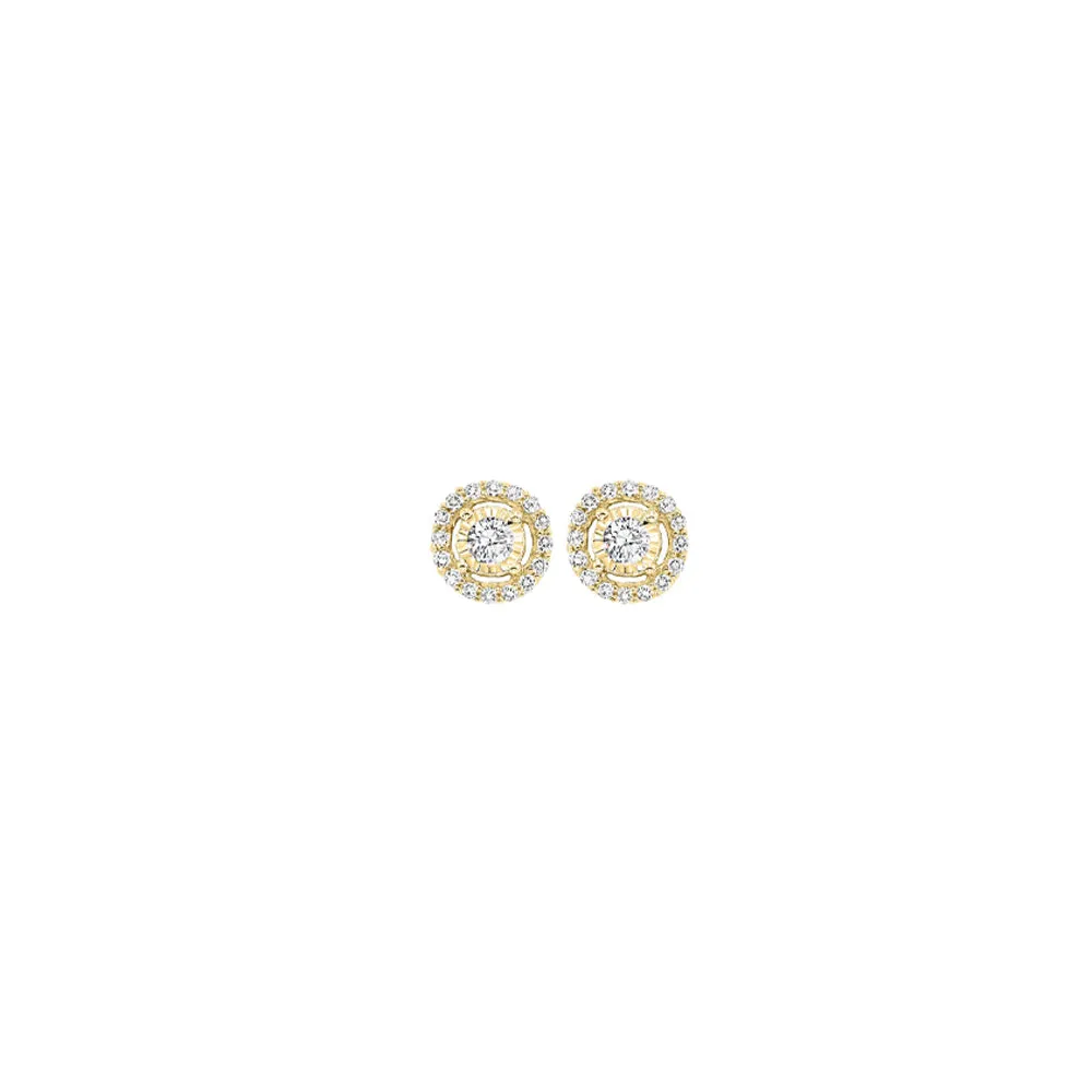 14KT Yellow Gold & Diamond Tru Reflection Fashion Earrings   - 1/6 ctw