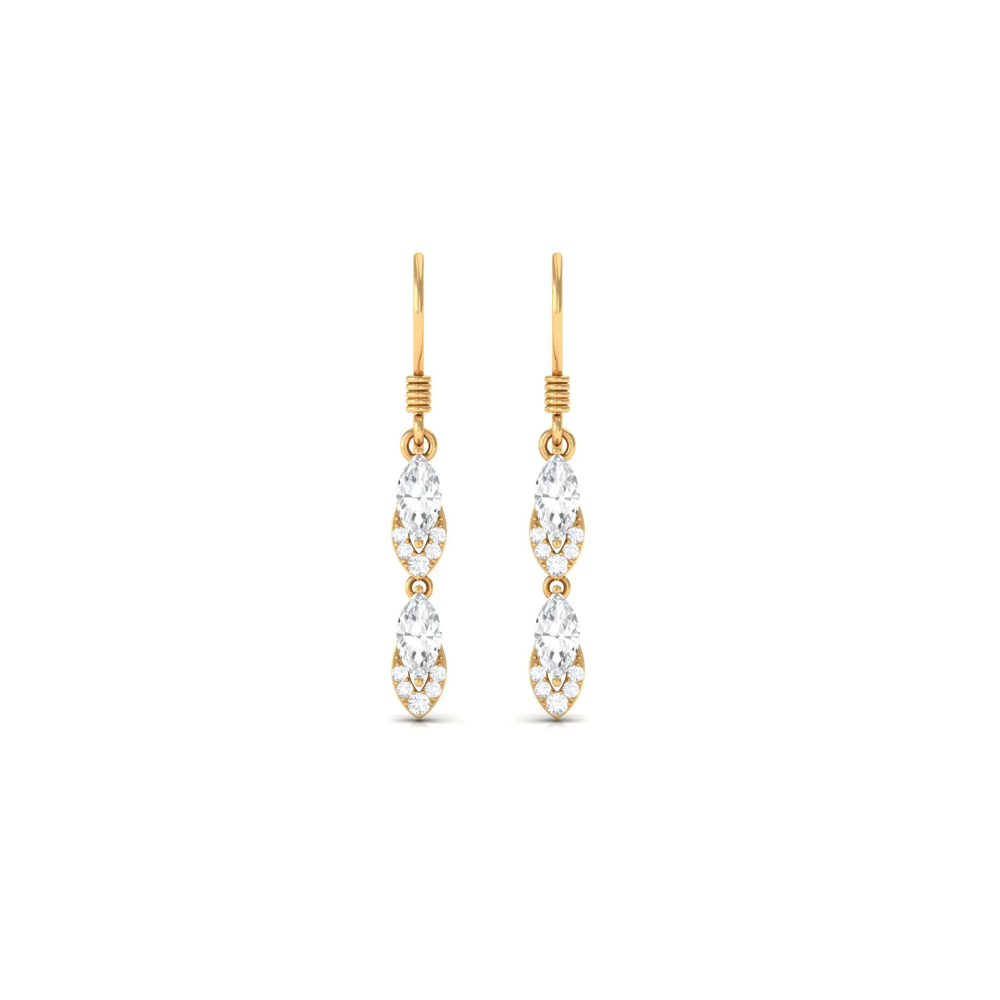 1.50 CT Zircon Minimal Dangle Earrings in Gold