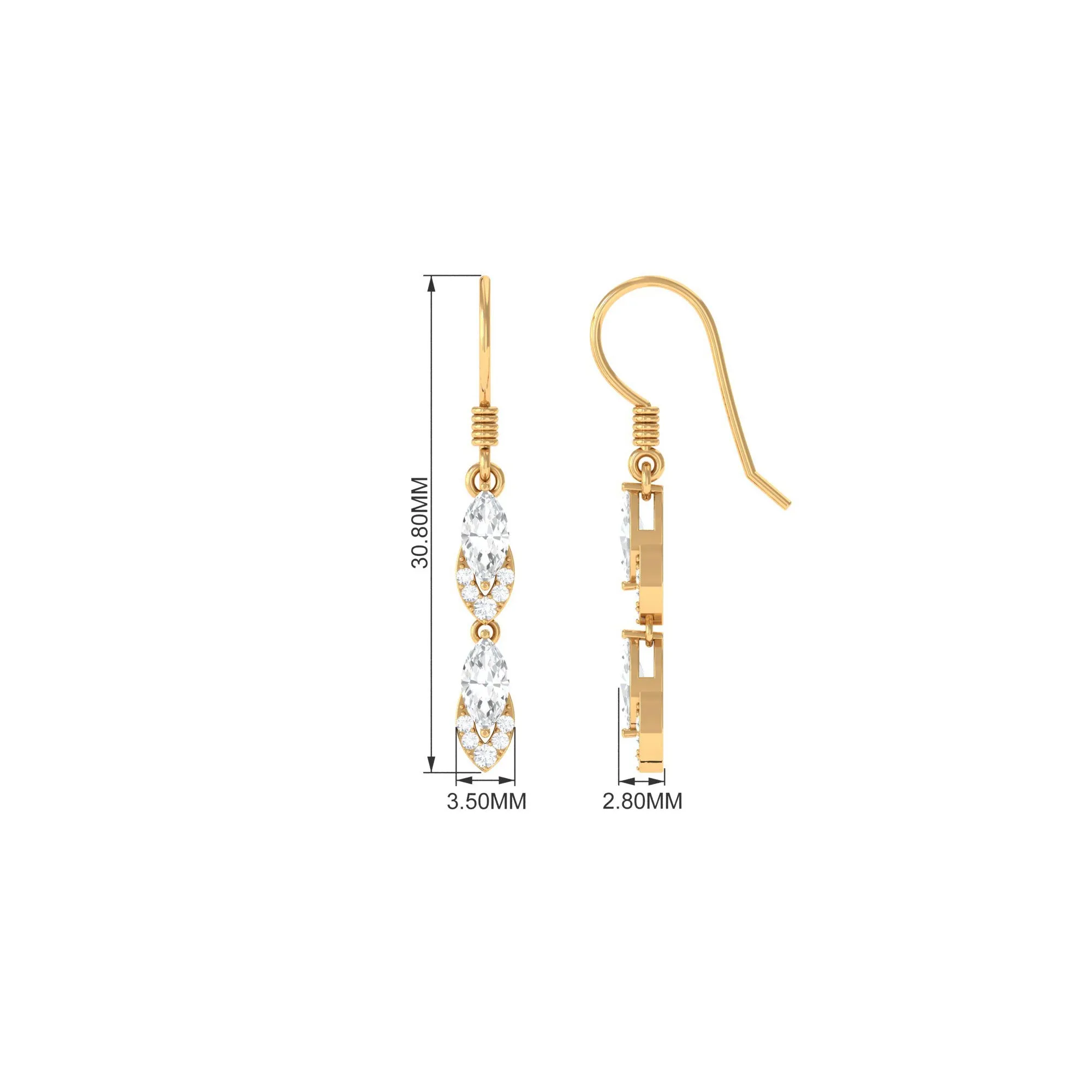 1.50 CT Zircon Minimal Dangle Earrings in Gold