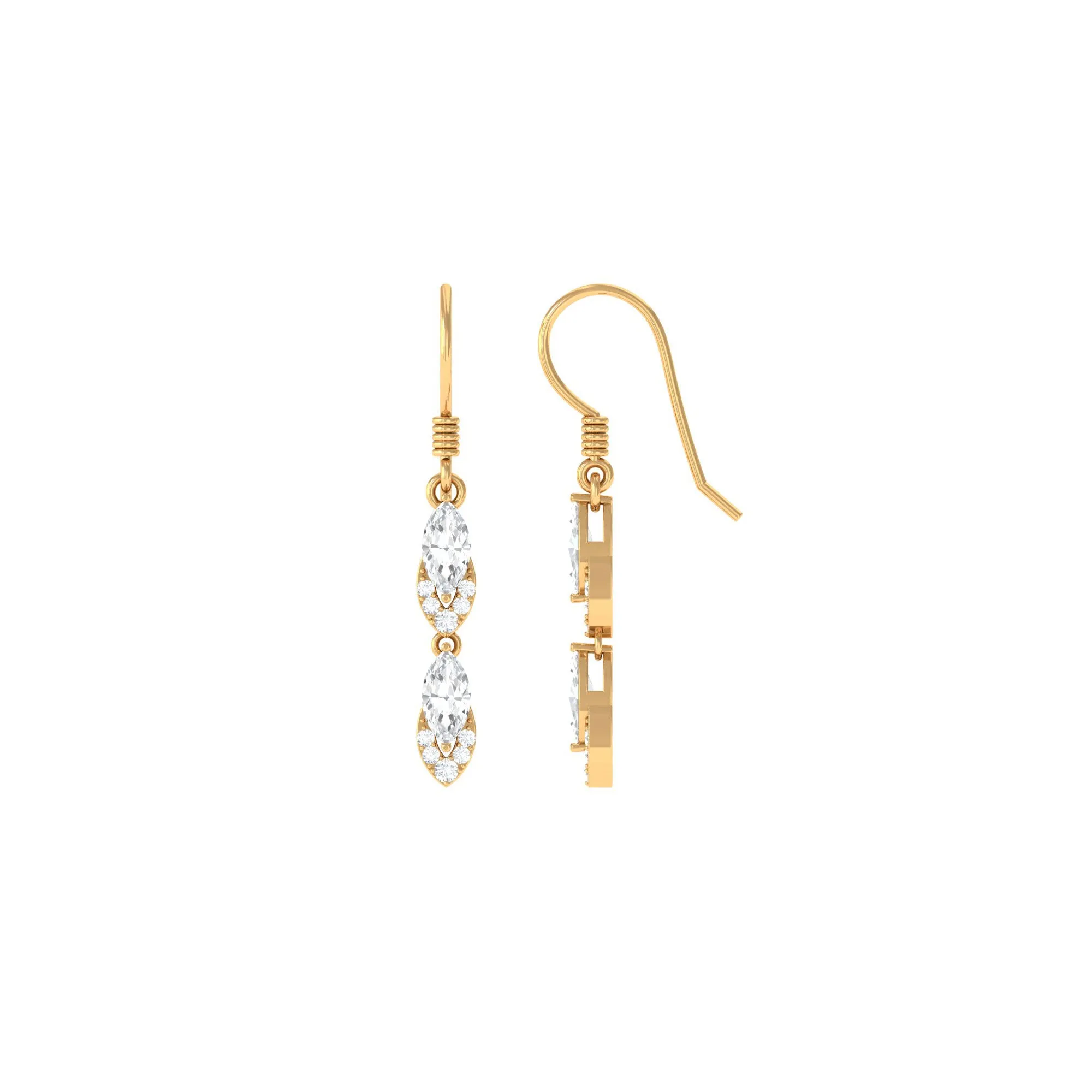 1.50 CT Zircon Minimal Dangle Earrings in Gold