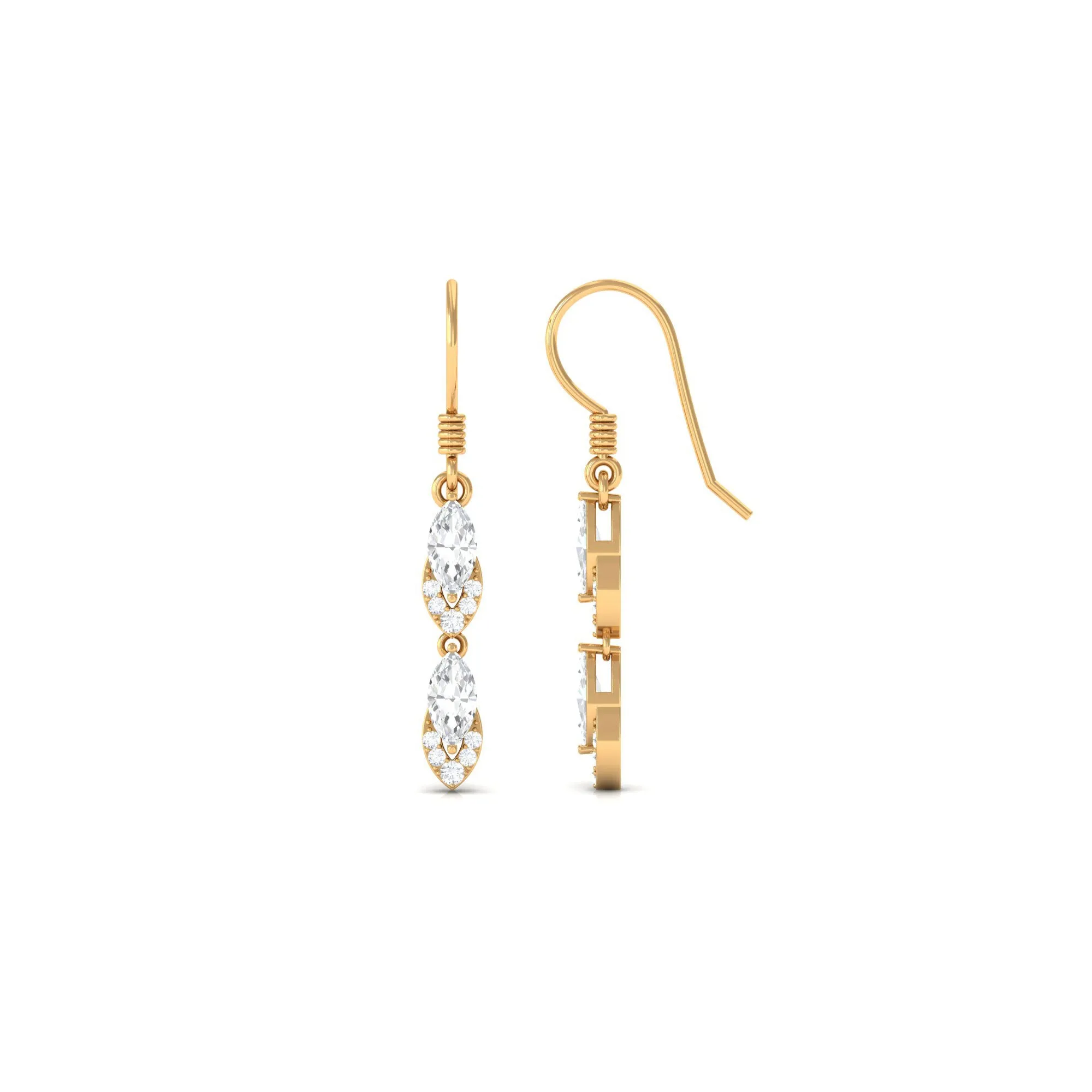 1.50 CT Zircon Minimal Dangle Earrings in Gold