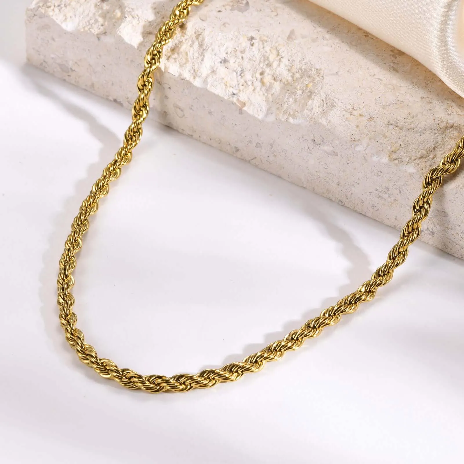 18K Gold Plated Multilayer 2/3/4/5MM Width 40/45/50/55CM Length Chain Necklace