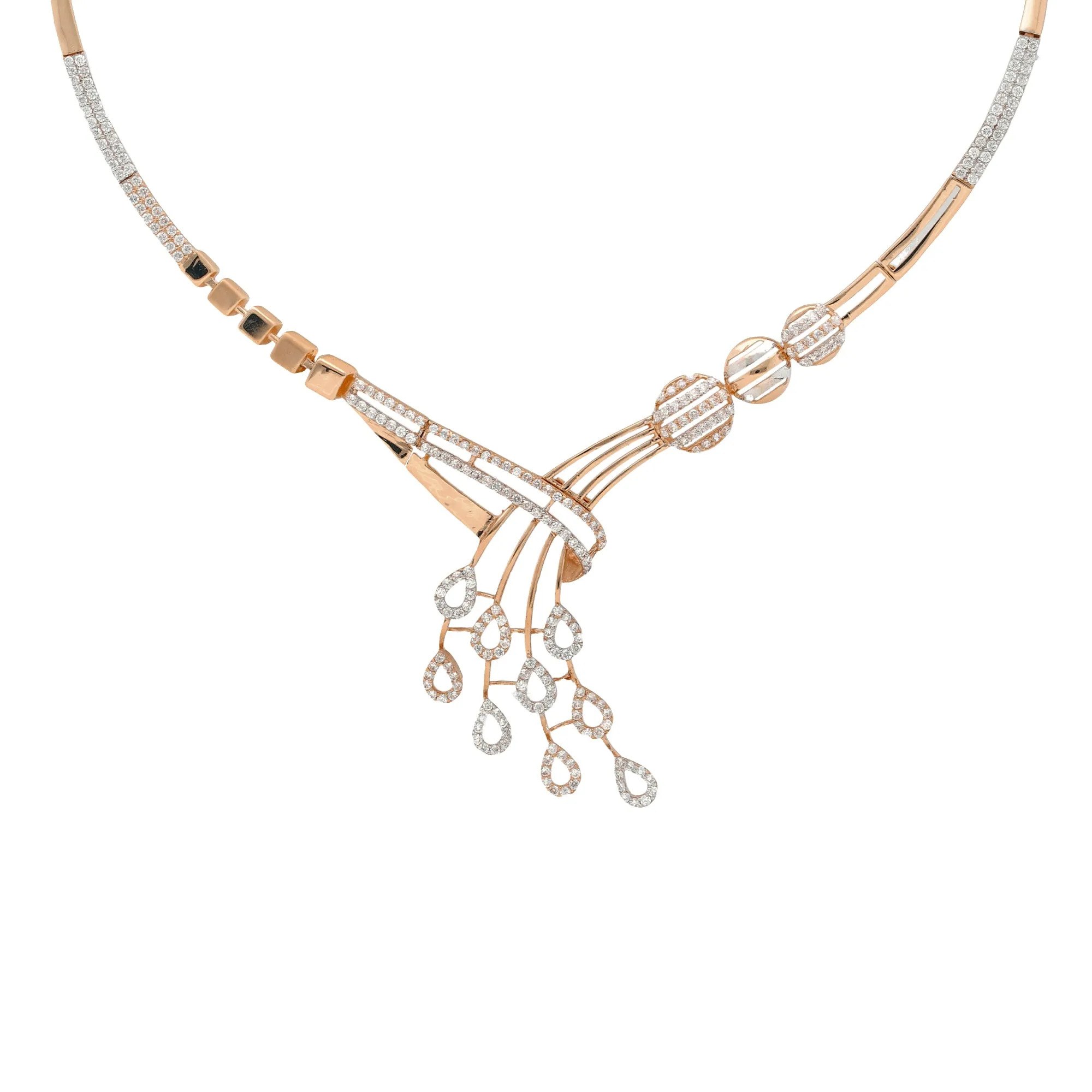 18K Rose Gold & CZ Necklace Set (20.3gm)