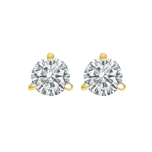 18KT Yellow Gold & Diamond Round Stud Earrings  - 1 ctw