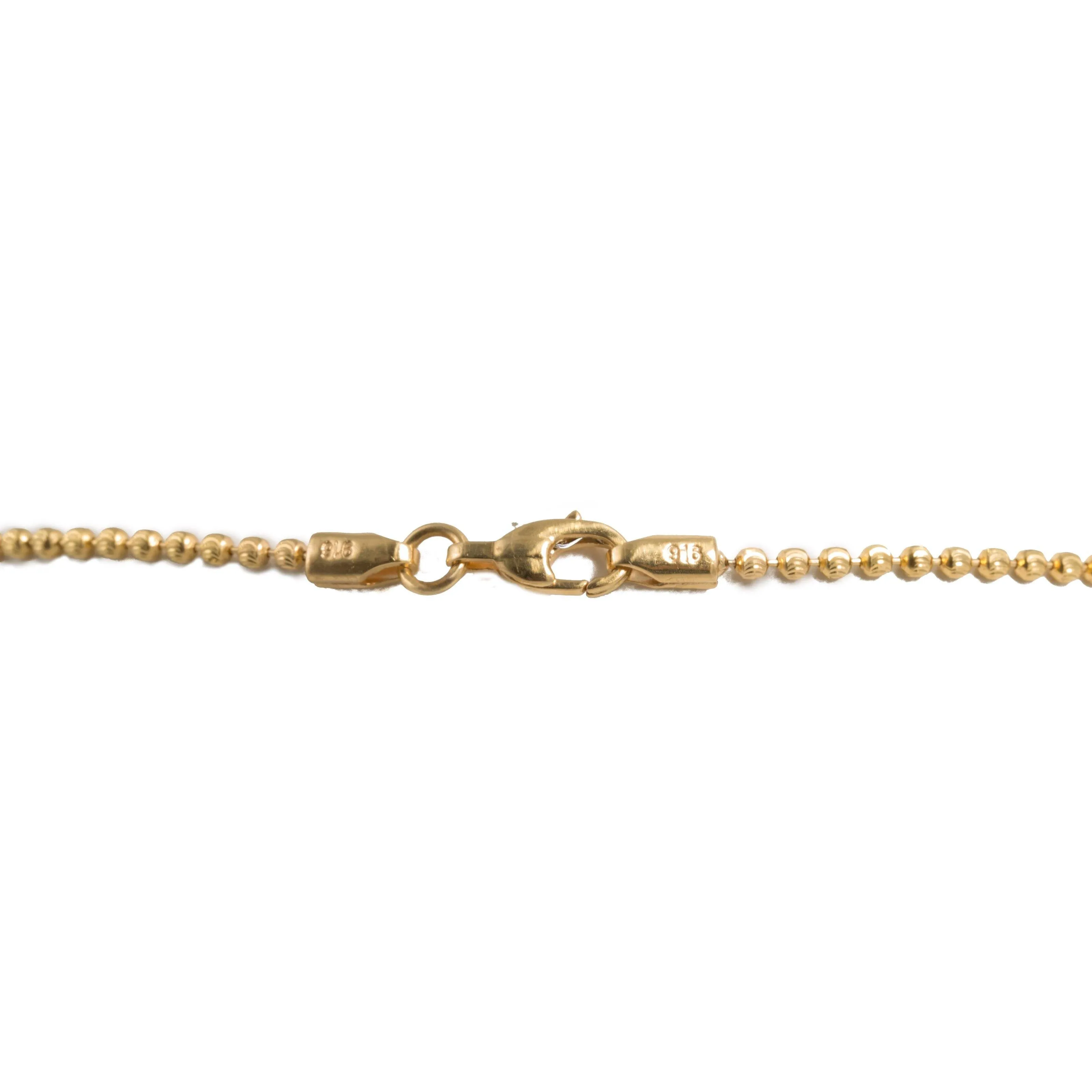 22K Multi Tone Gold Ball Chain W/ Rose & White Gold Balls & Draped Wheat-Link Chains