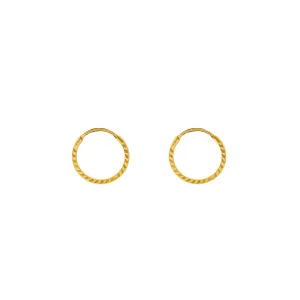 22K Yellow Gold Hammered Hoops, 1.2 Grams