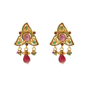 22K Yellow Gold Ruby Earrings (14.1gm)