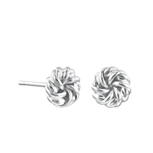 6mm Swirl Knot Stud Earrings | 9K Solid White Gold