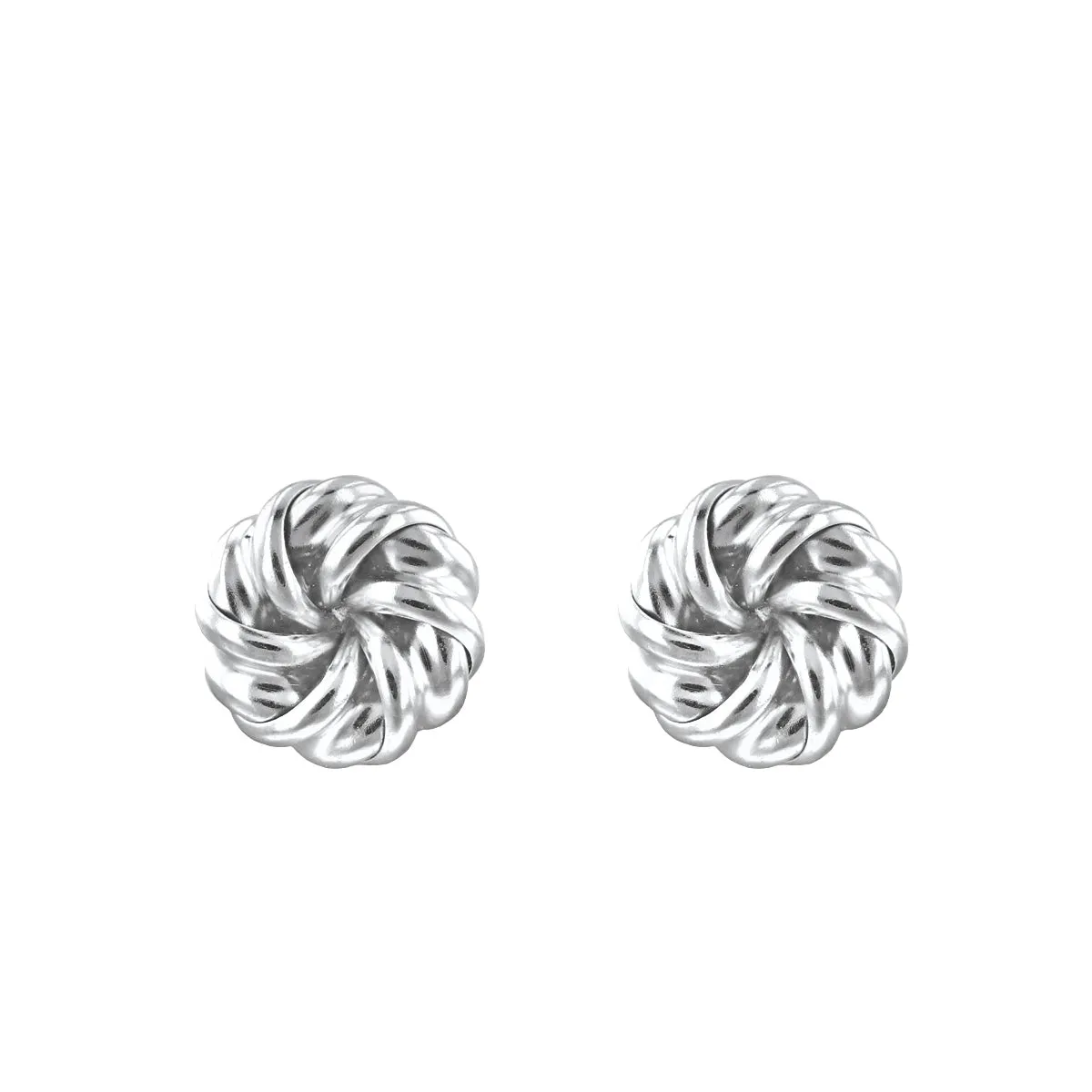 6mm Swirl Knot Stud Earrings | 9K Solid White Gold