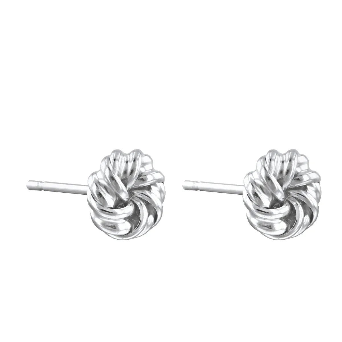 6mm Swirl Knot Stud Earrings | 9K Solid White Gold