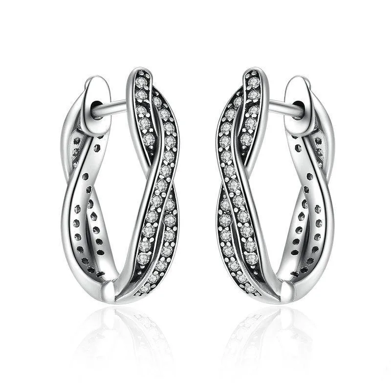 925 Sterling Silver Twist Of Fate Stud Earring