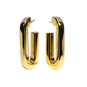 AFJ Gold Collection - Large Rectangular Paperclip Earrings, 18k Yellow Gold