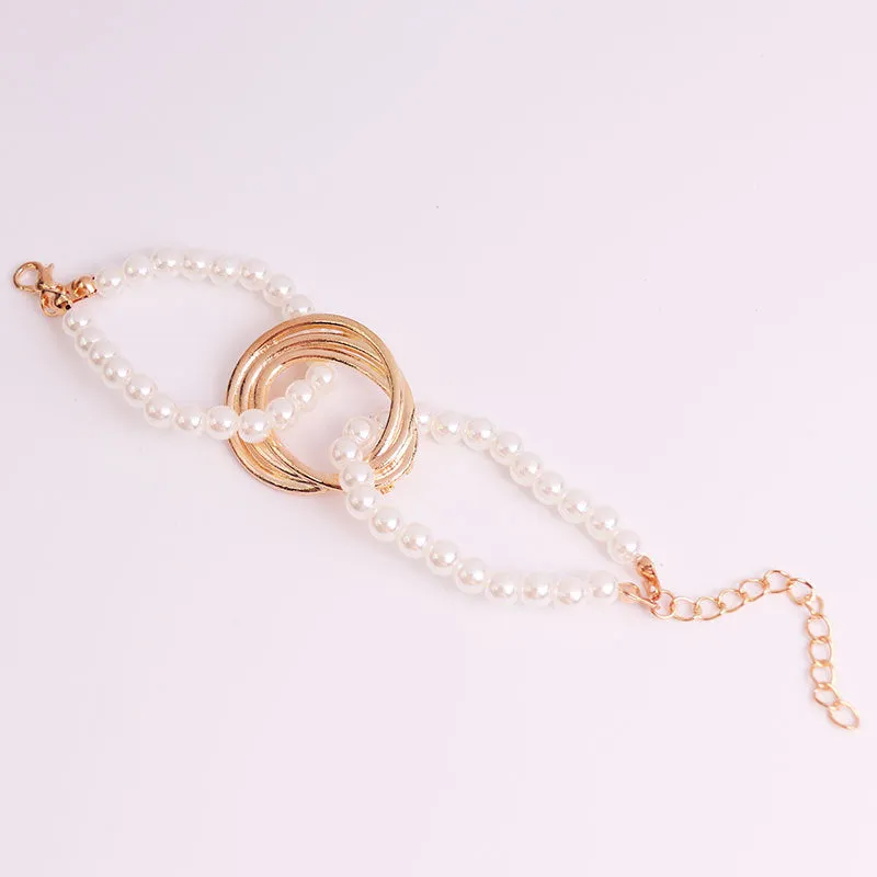 Alloy Stylish Geometric Freshwater Pearl Bracelet