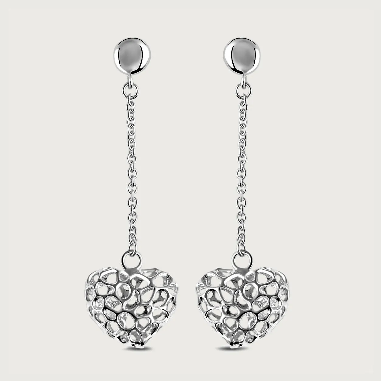 Amore Heart Chain Earrings   Amore Heart Charm Pendant