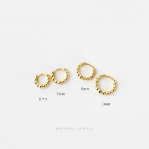 Beaded Hoop Earrings, Huggies, Unisex, Gold, Silver SHEMISLI - SH596, SH597, SH598, SH599