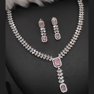 Bhavi Jewel Silver Plated Ad Stone Neckalce Set