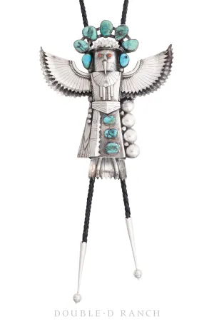 Bolo, Novelty, Turquoise, Kachina, Monumental, Vintage, Mid Century, 1994