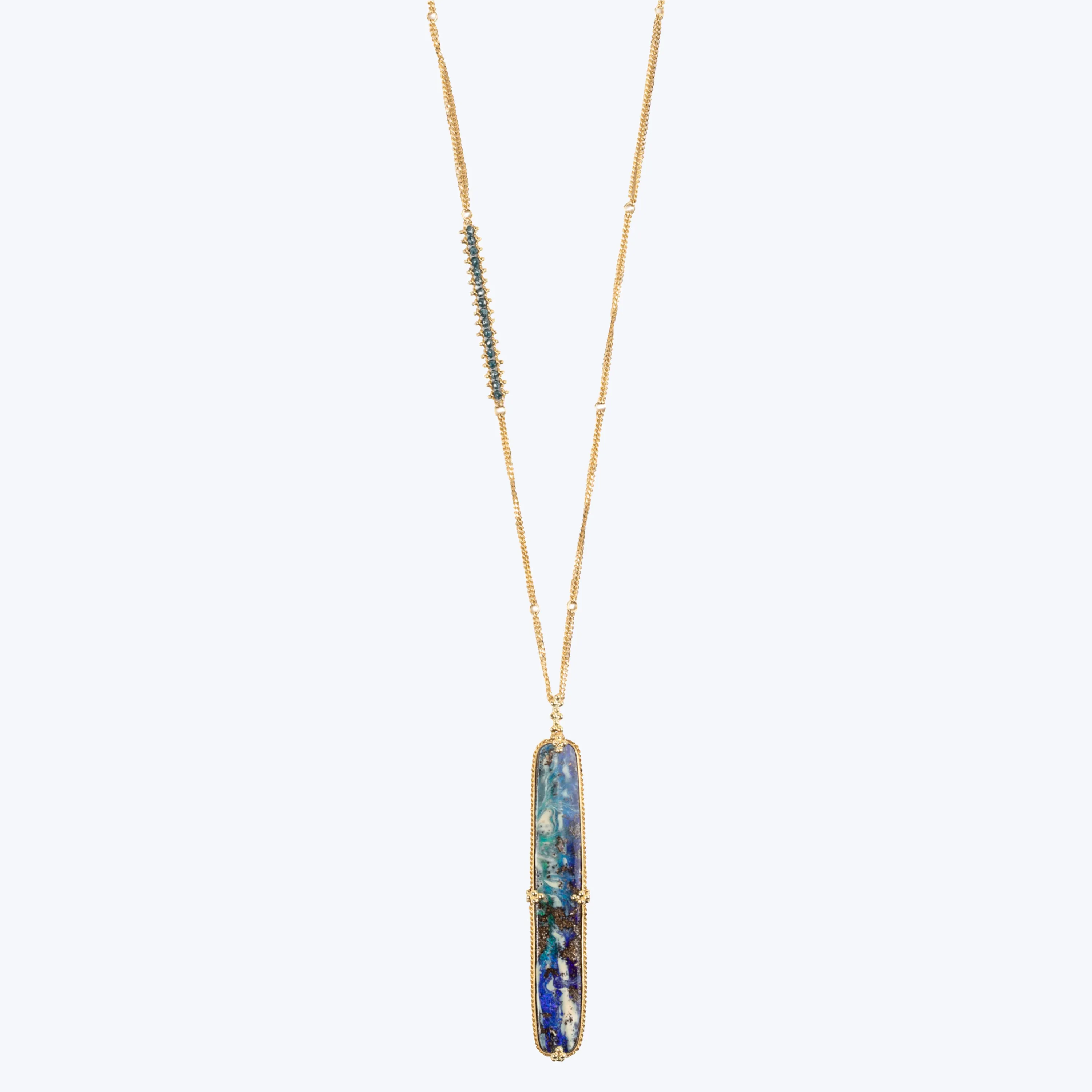 Boulder Opal and Blue Diamond 18k One-of-a-Kind Necklace