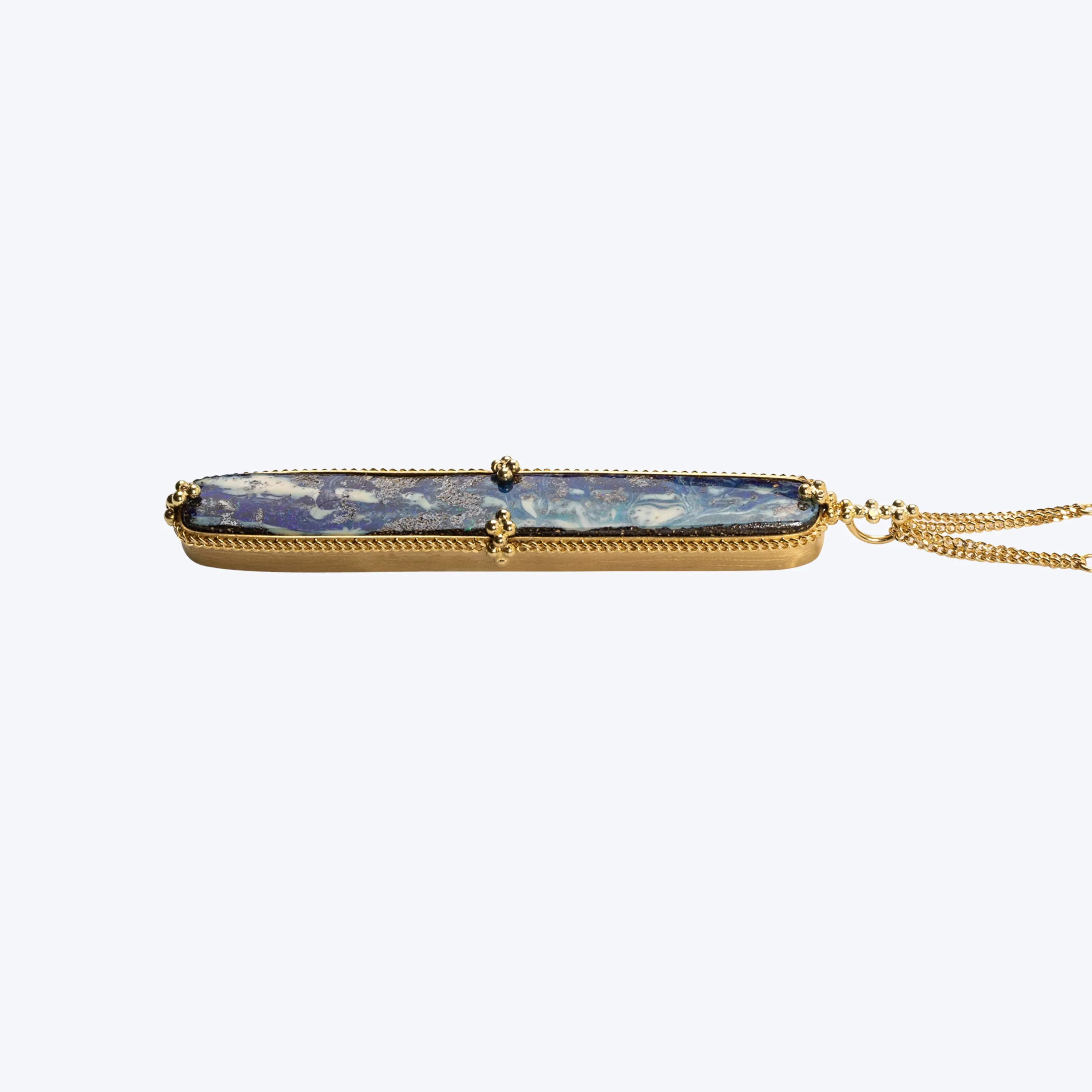 Boulder Opal and Blue Diamond 18k One-of-a-Kind Necklace