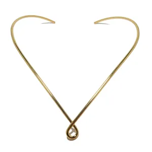 Brass Choker Sophisticated Gold Teardrop Neckwire Necklace