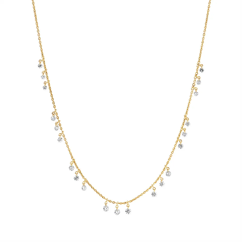 brilliant-cut round diamond fringe necklace