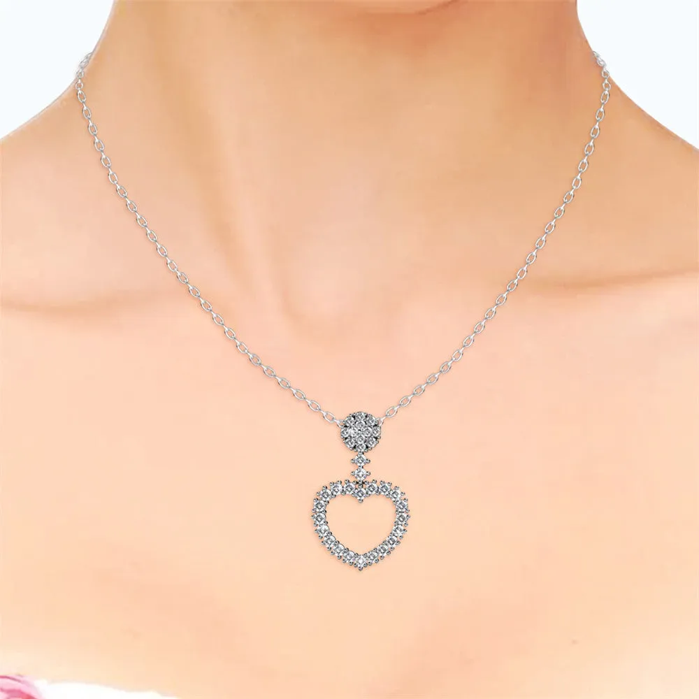 Brynn Sophisticated 18k White Gold Plated Heart Pendant Necklace