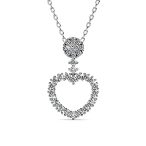 Brynn Sophisticated 18k White Gold Plated Heart Pendant Necklace