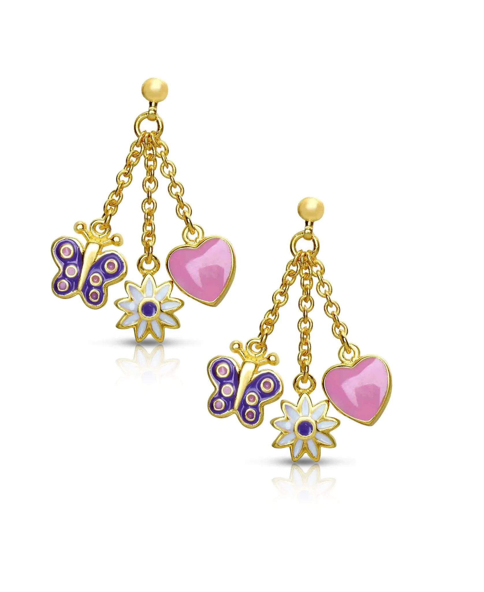 Butterfly, Flower, and Heart Drop Earrings