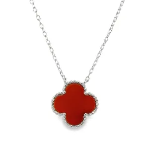 CA163 Red Flower Necklaces 1 Garnet Clover