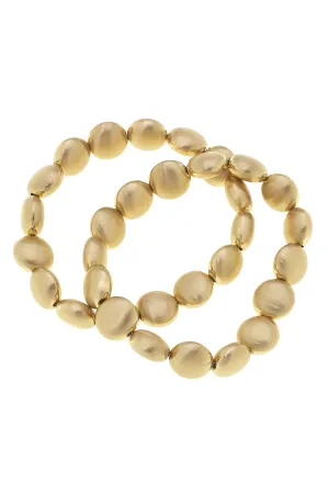 Canvas Dani Satin Metal Beaded Bracelet Stack in Gold