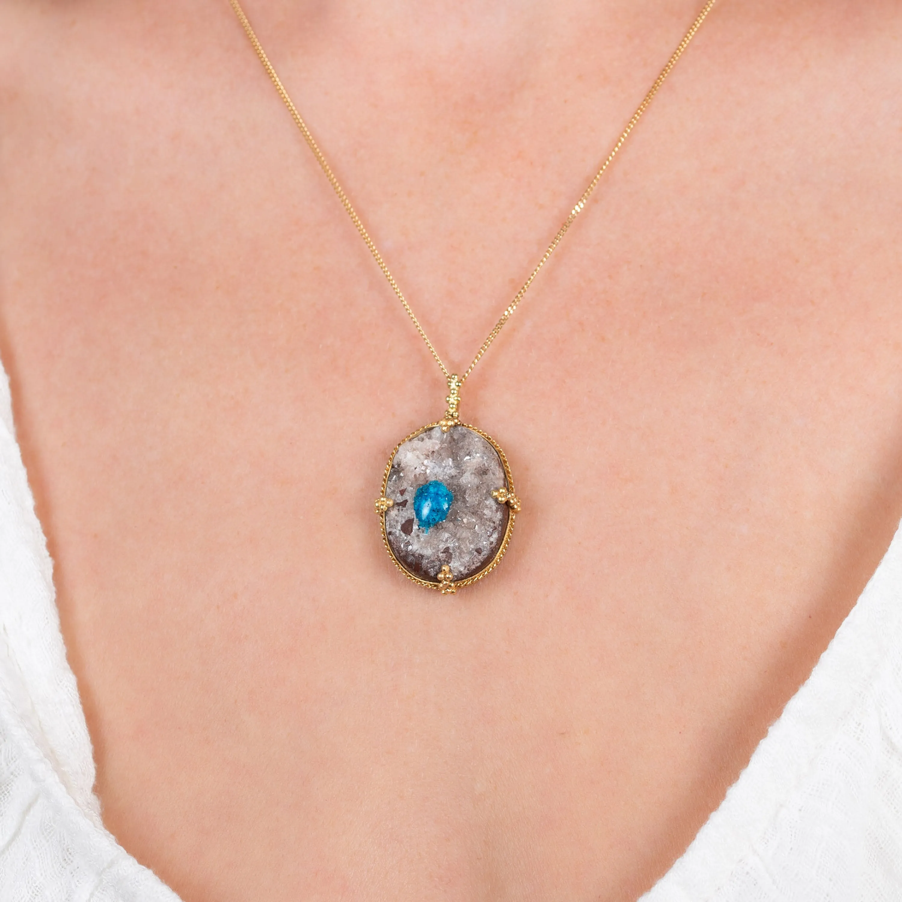 Cavansite 18k One of a Kind Necklace