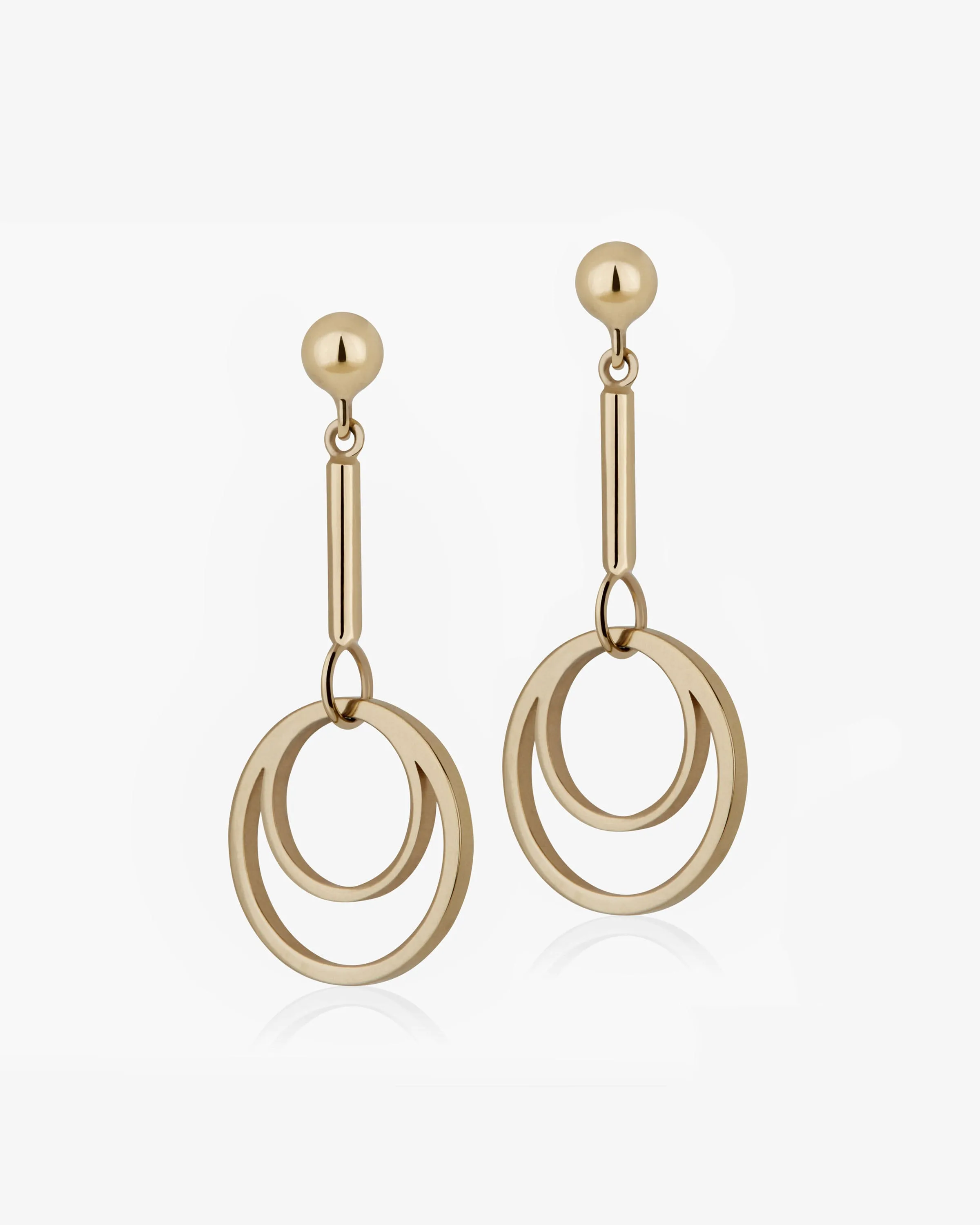 Circle Drop Earrings - 22 Carat Gold Gilded