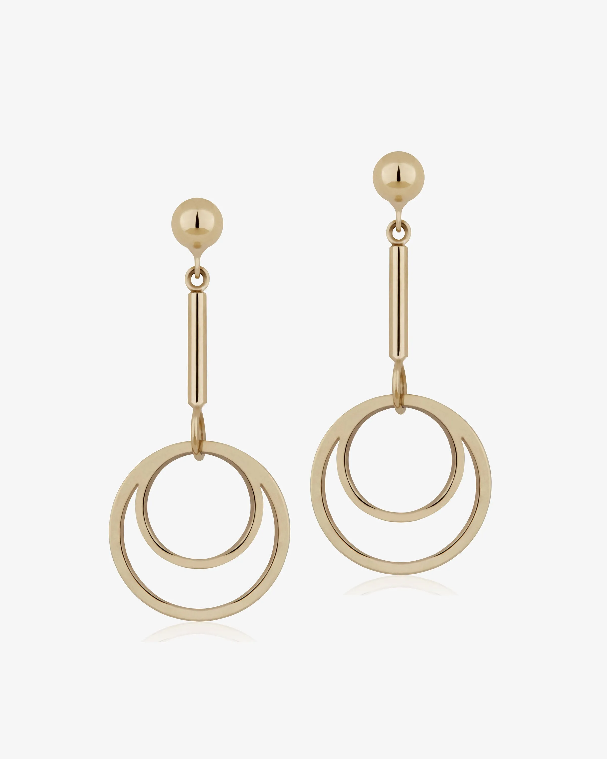 Circle Drop Earrings - 22 Carat Gold Gilded