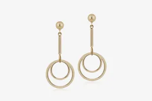 Circle Drop Earrings - 22 Carat Gold Gilded