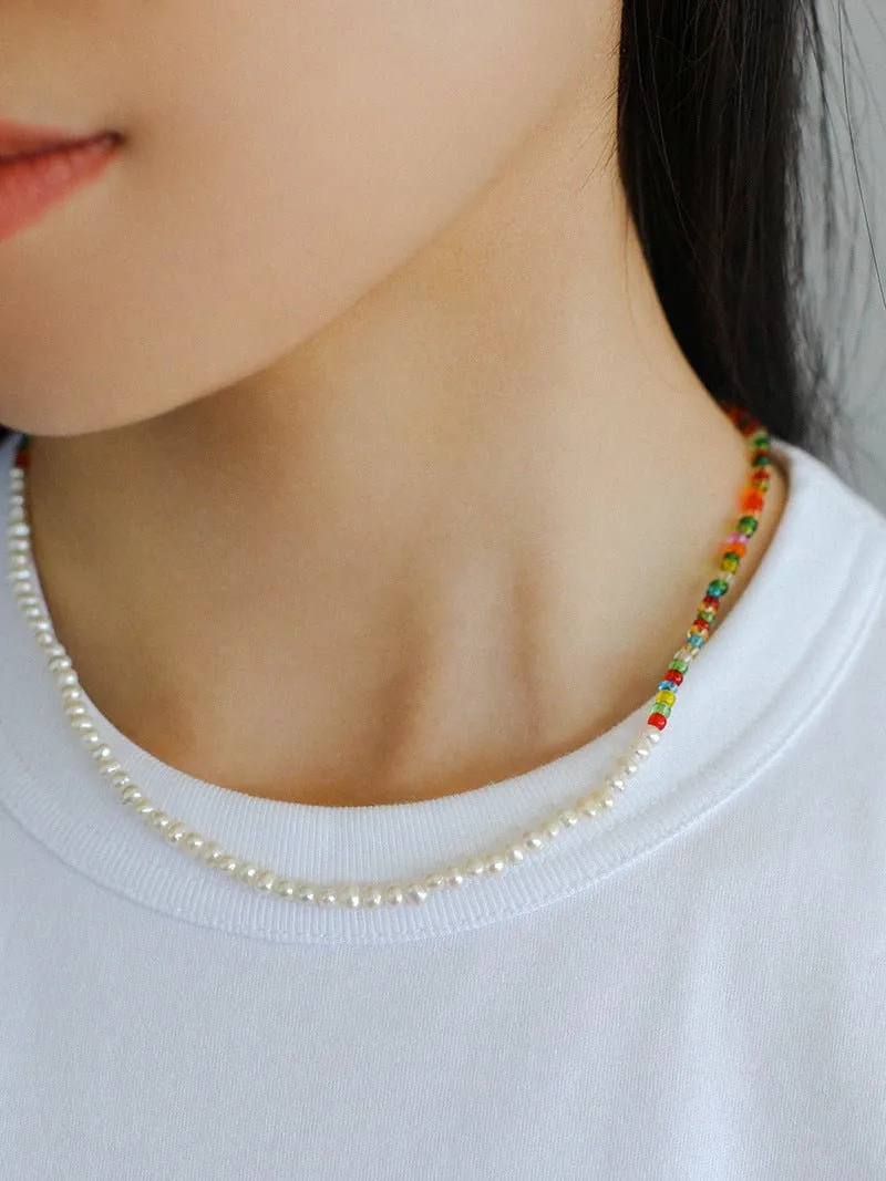 Colorful Beaded Pearl Necklace