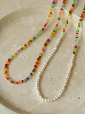 Colorful Beaded Pearl Necklace