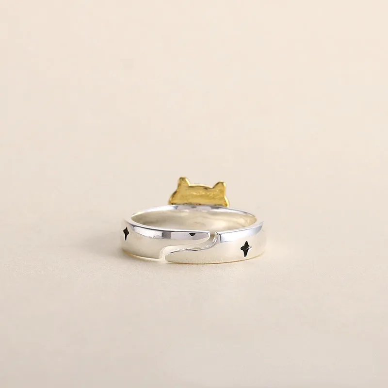 Custom Engraved Cute Cat Rings for friends