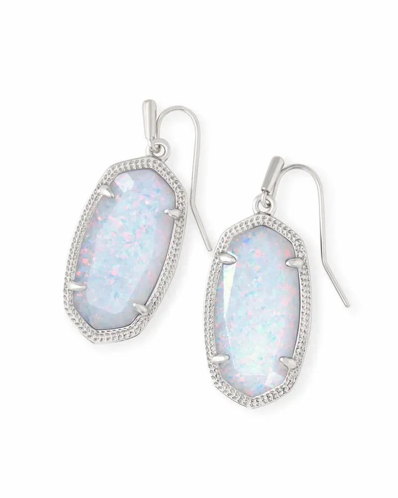 Dani Drop Earrings Rhodium White Opal by Kendra Scott