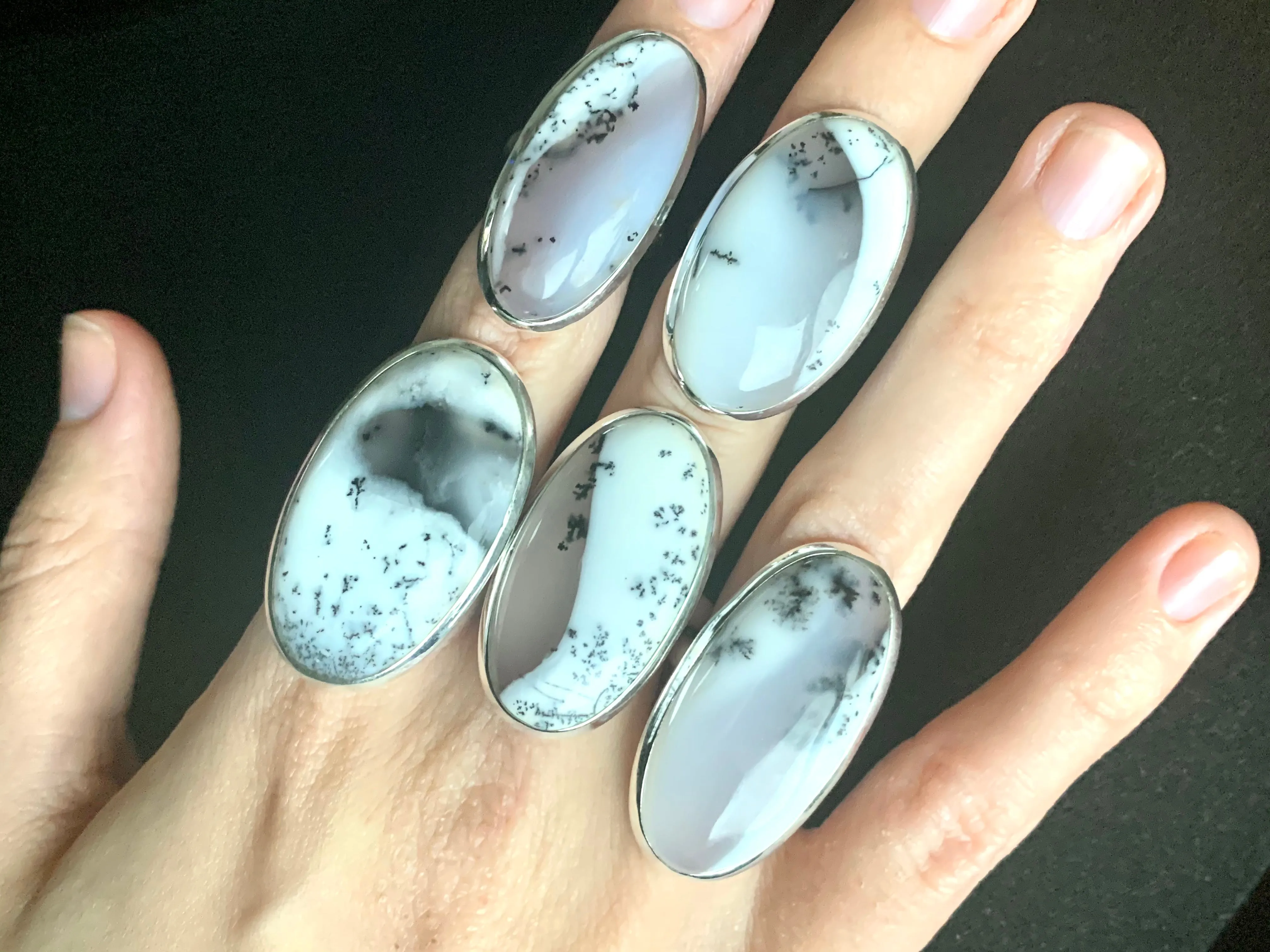 Dendritic Agate Ariel Ring - Long Oval