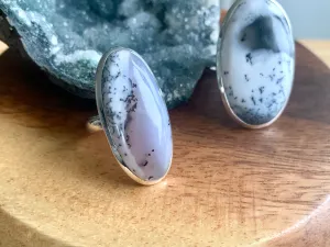 Dendritic Agate Ariel Ring - Long Oval