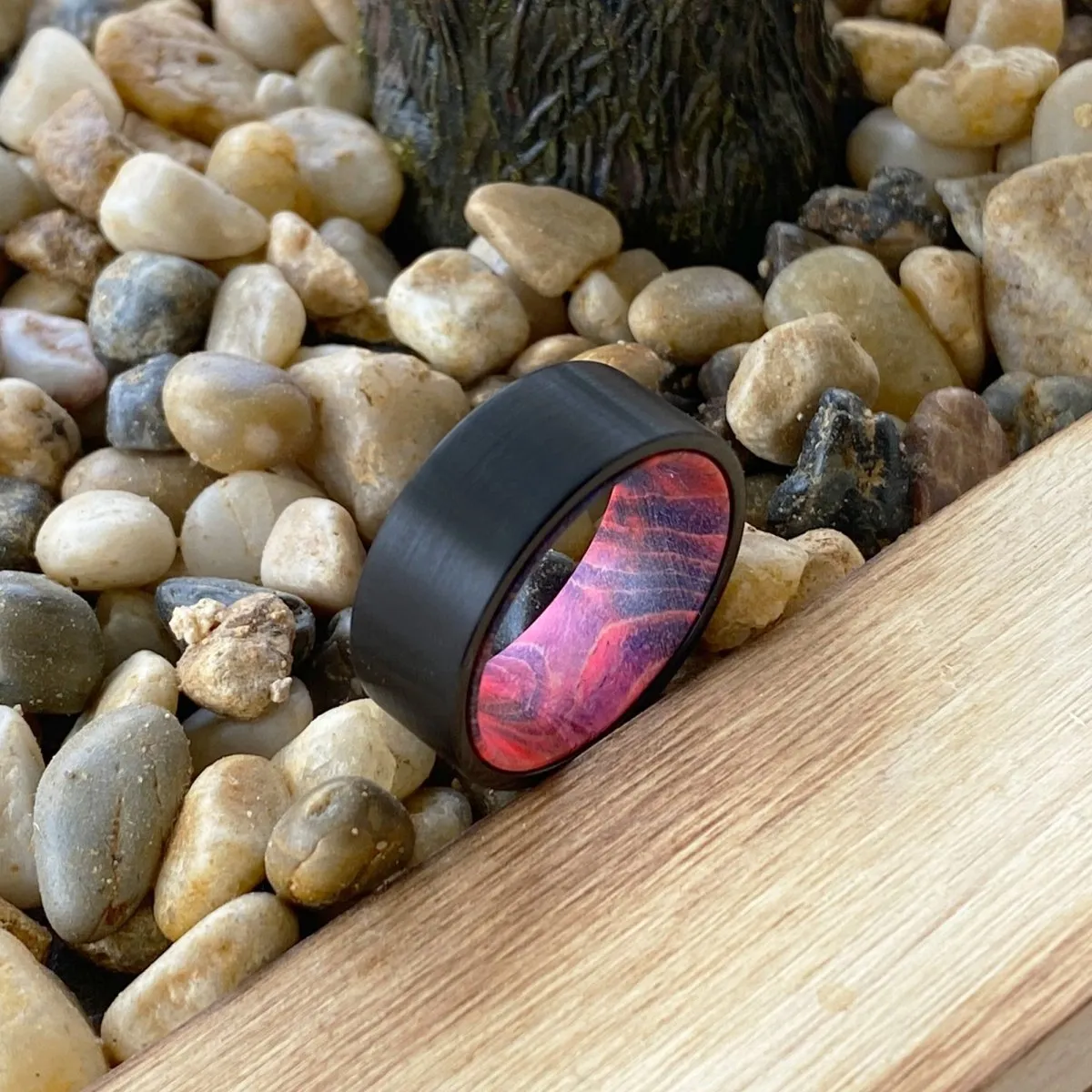 DESTROYER | Blue and Red Wood, Black Flat Brushed Tungsten