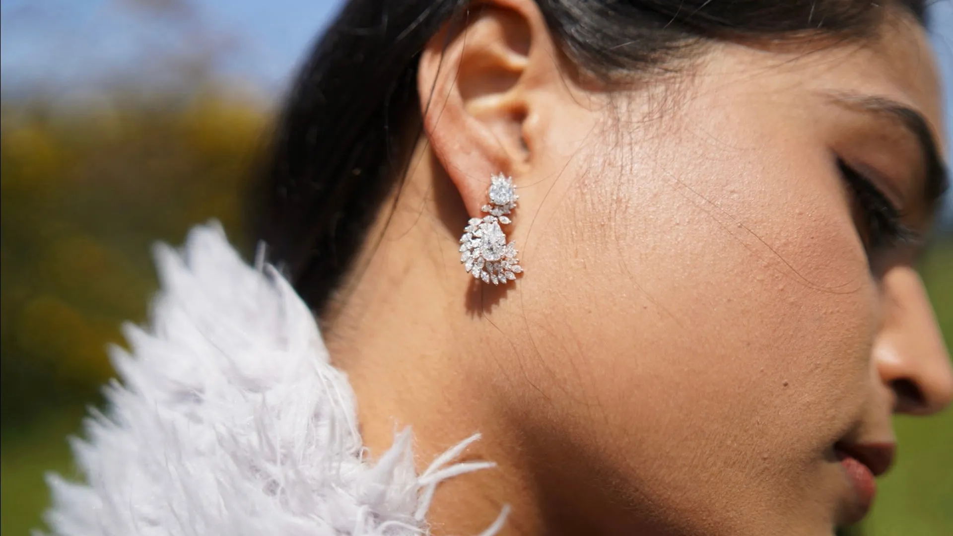 Diamond Swan Earrings